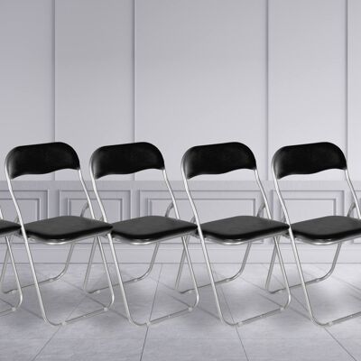 Dmora Set di sei sedie pieghevoli, colore nero, Misure 43 x 47 x 78 cm