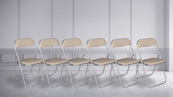 Dmora Ensemble de six chaises pliantes, couleur sable, Mesures 43 x 47 x 78 cm 1