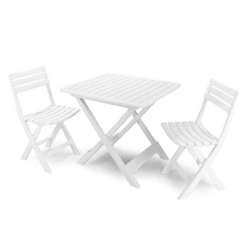 Ensemble de salon d'extérieur Dmora Paterno', Ensemble composé de 2 chaises et 1 table, Ensemble par Pik Nik, 100% Made in Italy, Blanc
