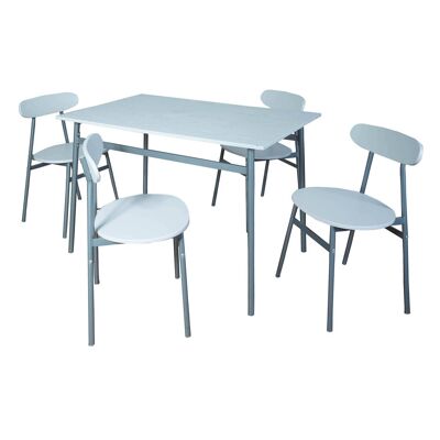 Dmora Set tavolo 4 sedie, bianco e metallo, dimensioni tavolo: 110 x 70 x 75 cm
