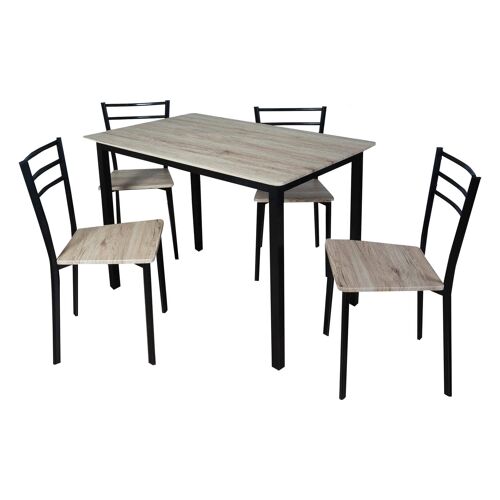 Dmora Set tavolo 4 sedie, rovere e nero, dimensioni tavolo: 110 x 70 x 75 cm