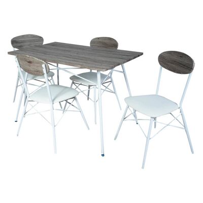 Dmora Set tavolo 4 sedie, rovere grigio e bianco, dimensioni tavolo: 110 x 70 x 75 cm
