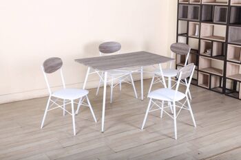 Dmora Set de table 4 chaises, chêne gris et blanc, dimensions table : 110 x 70 x 75 cm 2