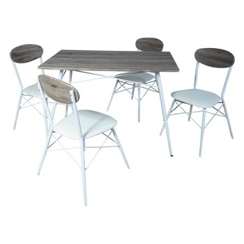Dmora Set de table 4 chaises, chêne gris et blanc, dimensions table : 110 x 70 x 75 cm 3