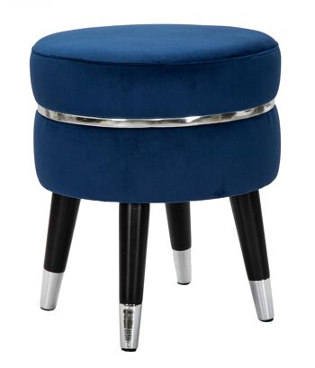 Tabouret Dmora, Bois de Pin et Éponge et Métal et Polyester, Couleur Bleu, Dimensions : 35 x 35 x 41 cm 1