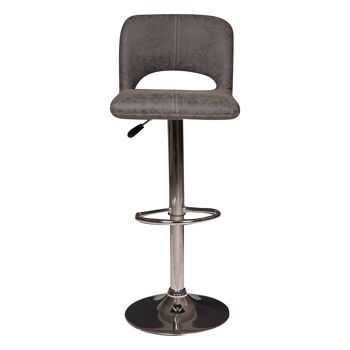 Dmora Tabouret de cuisine haut Made in Italy, Eco-cuir avec pieds et repose-pieds en métal, Chaise de bar avec assise relevable avec dossier, cm 42x45h85/106, couleur Gris 2