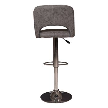 Dmora Tabouret de cuisine haut Made in Italy, Eco-cuir avec pieds et repose-pieds en métal, Chaise de bar avec assise relevable avec dossier, cm 42x45h85/106, couleur Gris 3