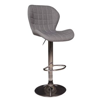 Tabouret de cuisine haut Dmora Made in Italy, Tissu avec pieds et repose-pieds en métal, Chaise de bar avec assise relevable avec dossier, cm 40x43h88/109, couleur Gris 1