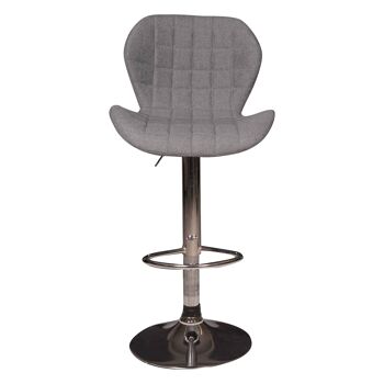 Tabouret de cuisine haut Dmora Made in Italy, Tissu avec pieds et repose-pieds en métal, Chaise de bar avec assise relevable avec dossier, cm 40x43h88/109, couleur Gris 2