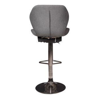 Tabouret de cuisine haut Dmora Made in Italy, Tissu avec pieds et repose-pieds en métal, Chaise de bar avec assise relevable avec dossier, cm 40x43h88/109, couleur Gris 3