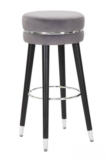 Tabouret de Bar Dmora, Bois de Pin et Éponge et Métal et Polyester, Couleur Gris, Dimensions : 35 x 35 x 74 cm 1