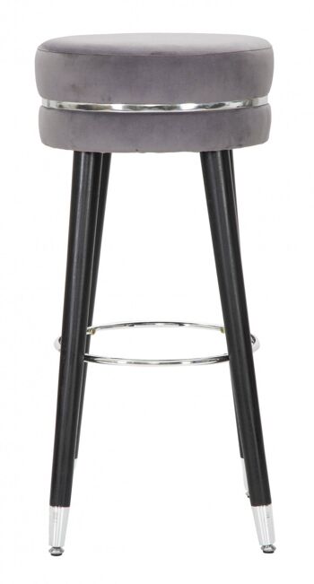 Tabouret de Bar Dmora, Bois de Pin et Éponge et Métal et Polyester, Couleur Gris, Dimensions : 35 x 35 x 74 cm 2