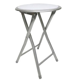 Tabouret Dmora pour le salon ou la cuisine, style moderne, assise en éco-cuir et structure en métal, cm 30x30h46, couleur Gris 1