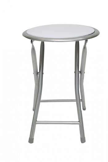 Tabouret Dmora pour le salon ou la cuisine, style moderne, assise en éco-cuir et structure en métal, cm 30x30h46, couleur Gris 3
