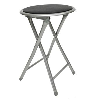 Tabouret Dmora pour salon ou cuisine, style moderne, assise en éco-cuir et structure en métal, cm 30x30h46, couleur Noir 1