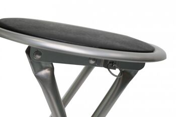 Tabouret Dmora pour salon ou cuisine, style moderne, assise en éco-cuir et structure en métal, cm 30x30h46, couleur Noir 3