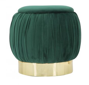 Dmora Tabouret élégant en bois, revêtement en velours synthétique, couleur verte, Mesures 41 x 41 x 41 cm 3