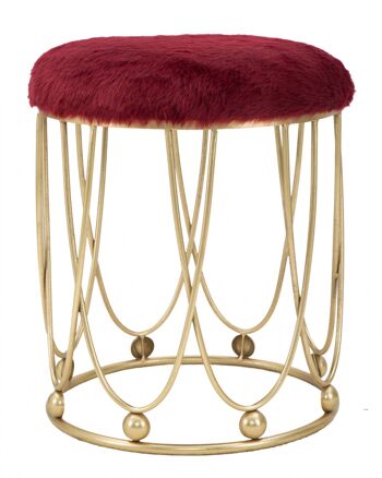 Tabouret Dmora, Fer et Éponge et Polyester, Couleur Bordeaux, Dimensions : 41 x 41 x 47 cm 2