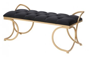 Bancs Somptueux Dmora, Mdf et Fer et Éponge et Polyester, Couleur Noir, Dimensions : 103 x 43 x 47 cm 5