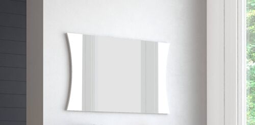 Dmora Specchiera da parete con cornice, Made in Italy, Specchio da bagno, cm 110x2h60, colore Bianco lucido