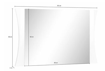 Dmora Miroir mural avec cadre, Made in Italy, Miroir de salle de bain, cm 110x2h60, couleur blanc brillant 3