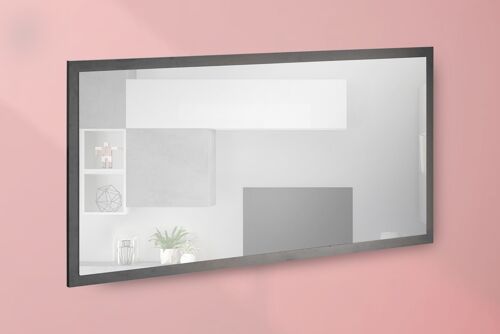 Dmora Specchiera da parete con cornice, Made in Italy, Specchio da bagno, cm 120x2h60, Antracite lucido