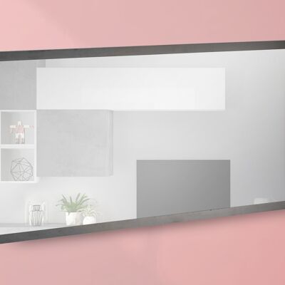 Dmora Specchiera da parete con cornice, Made in Italy, Specchio da bagno, cm 120x2h60, Antracite lucido