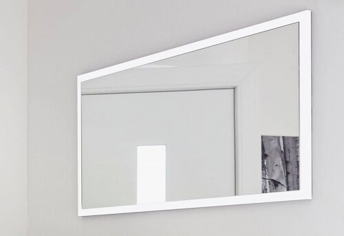 Dmora Specchiera da parete con cornice, Made in Italy, Specchio da bagno, cm 120x2h60, Bianco lucido