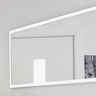 Dmora Specchiera da parete con cornice, Made in Italy, Specchio da bagno, cm 120x2h60, Bianco lucido