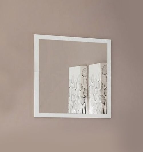 Dmora Specchiera da parete con cornice, Made in Italy, Specchio da bagno, cm 60x2h60, Bianco lucido