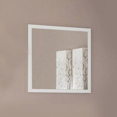 Dmora Specchiera da parete con cornice, Made in Italy, Specchio da bagno, cm 60x2h60, Bianco lucido