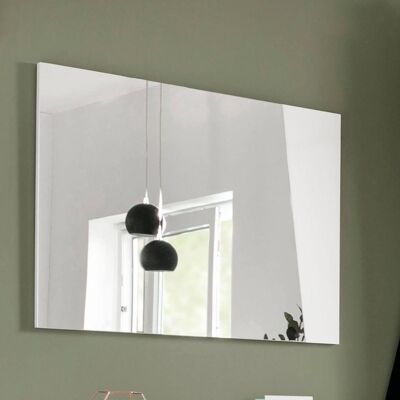 Dmora Specchiera da parete lineare, Made in Italy, Specchio da bagno, cm 80x2h60, Bianco lucido