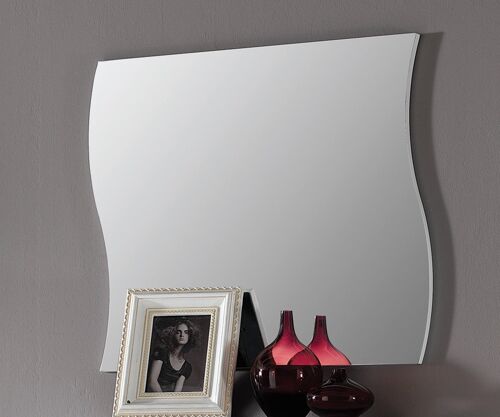 Dmora Specchiera da parete ondulata, Made in Italy, Specchio da bagno, cm 71x2h60