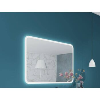 Dmora Miroir Brunete, Miroir ovale avec rétroéclairage LED, Miroir de salle de bain ou de chambre, Made in Italy, Cm 70x100