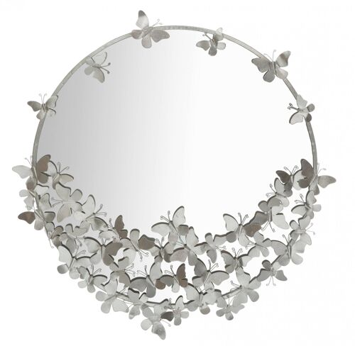 Dmora Specchio da parete, Ferro e Specchio, Colore Argento, Misure: 91 x 3 x 94 cm