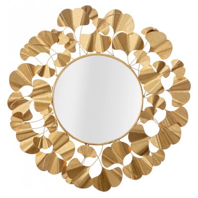 Dmora Specchio da parete, Ferro e Specchio, Colore Oro, Misure: 3 x 2,5 x 81 cm