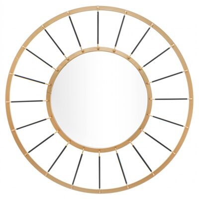 Dmora Specchio da parete, Ferro e Specchio, Colore Oro, Misure: 81 x 6,5 x 81 cm