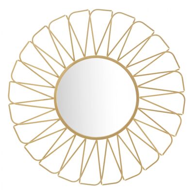 Dmora Specchio da parete, Ferro e Specchio, Colore Oro, Misure: 96 x 3,5 x 96 cm