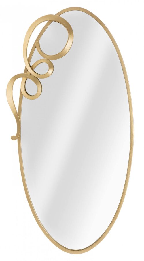 Dmora Specchio da parete, struttura in metallo, colore oro, Misure 4 x 122 x 62 cm