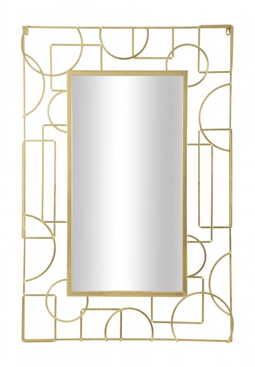 Dmora Specchio rettangolare da muro, struttura in metallo, colore oro, Misure 6 x 120 x 80 cm