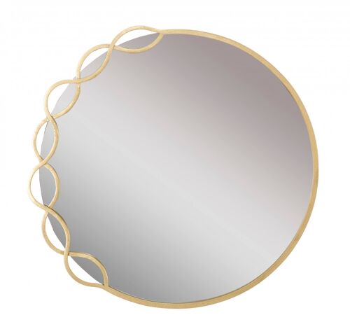 Dmora Specchio rotondo, Ferro e Mdf, Colore Oro, Misure: 74 x 2 x 72 cm