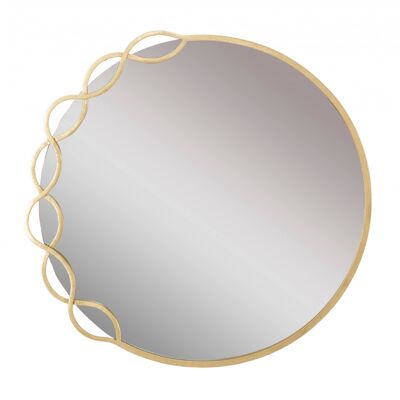 Dmora Specchio rotondo, Ferro e Mdf, Colore Oro, Misure: 74 x 2 x 72 cm