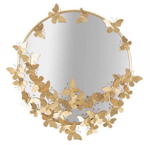 Dmora Specchio rotondo, Ferro e Mdf, Colore Oro, Misure: 74 x 4 x 75 cm