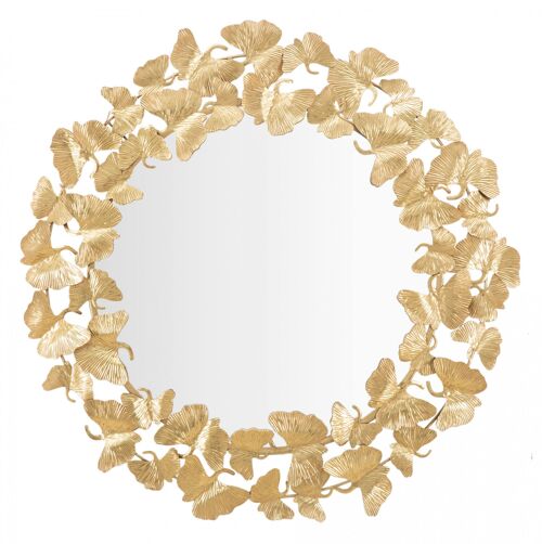Dmora Specchio rotondo, Ferro e Mdf, Colore Oro, Misure: 87 x 2,5 x 87 cm