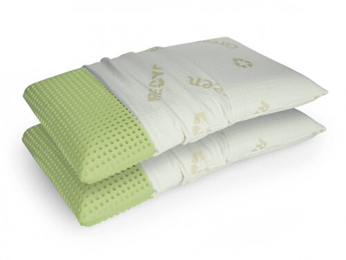 Dmora Talamo Italia coppia di cuscini per letto, 100% Made in Italy, Guanciali in Green Memory Biologico forato e federa ecosostenibile, 73x43xh14 cm