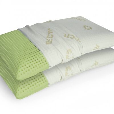 Dmora Talamo Italia coppia di cuscini per letto, 100% Made in Italy, Guanciali in Green Memory Biologico forato e federa ecosostenibile, 73x43xh14 cm