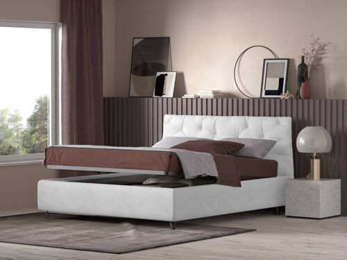 Buy wholesale Dmora Talamo Italia Beethoven container double bed, Made in  Italy, Upholstered fabric structure, Suitable for 160x190 cm mattress, White