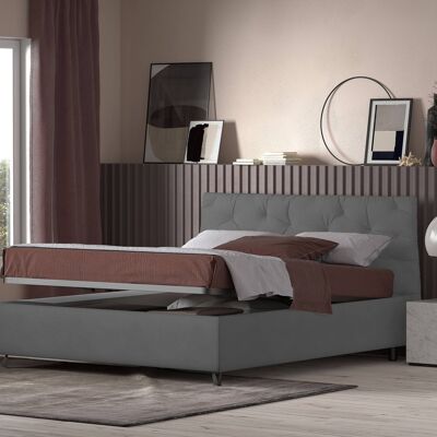 Dmora Talamo Italia Letto contenitore matrimoniale Beethoven, Made in Italy, Struttura in tessuto imbottito, Adatto a materasso 160x190 cm, Grigio