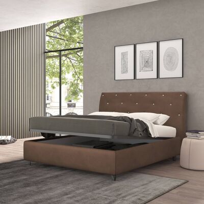 Compra Dmora Letto singolo Erika, Letto contenitore con rivestimento in  ecopelle, Made in Italy, Apertura frontale, adatto per materasso cm 90x190,  Tortora all'ingrosso