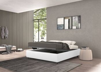 Dmora Talamo Italia Lit conteneur double Vivaldi, Fabriqué en Italie, Structure rembourrée en éco-cuir, Convient pour matelas 160x190 cm, Blanc 1